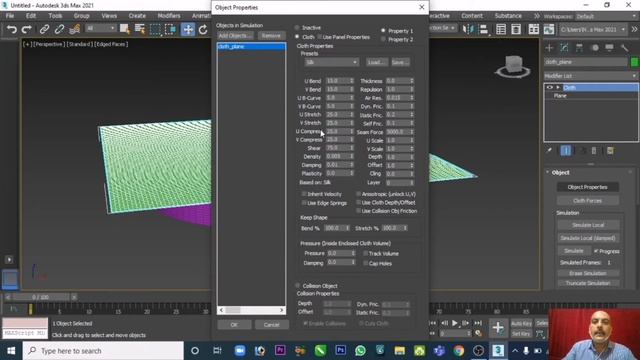 Cloth Simulation in 3D Studio Max 2021 смотреть онлайн