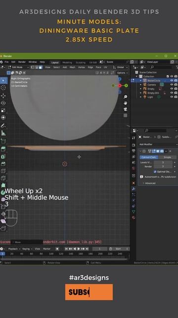 Minute Models Diningware Basic Plate | AR3Designs Daily Blender 3D Tips смотреть онлайн