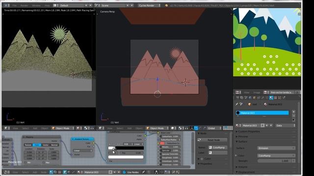 3D vector style landscape -- Blender Timelapse смотреть онлайн