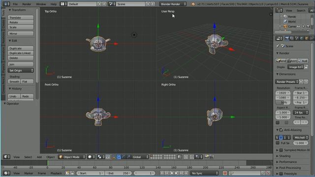 Blender Beginners First Tutorial - 3D Views, Adding an Object, Moving, Scaling and Rotating смотреть онлайн
