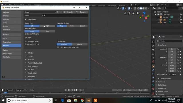 Change The Mouse Select Button In Blender 2.8 смотреть онлайн