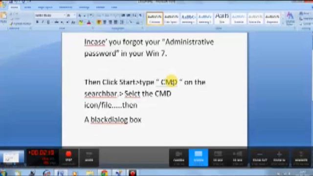 Windows 7, Administrative password cmd trick смотреть онлайн