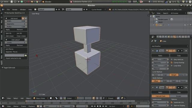 Non destructive chamfer or bevel with Mychamfer 2.0 Addon for Blender 2.78 смотреть онлайн
