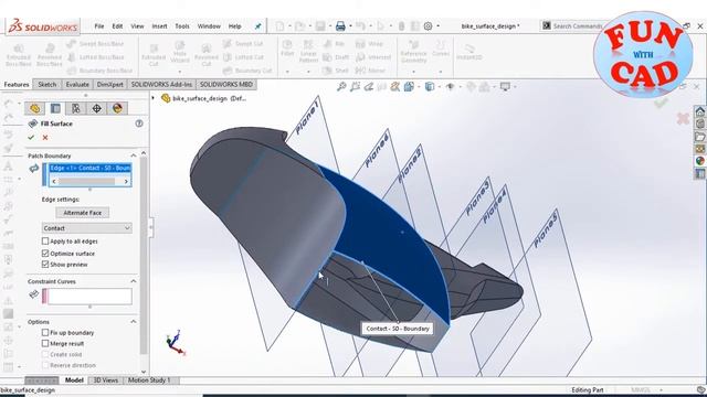Learn to design SIMPLE RACING BIKE SURFACE | SolidWORKS Beginner Video tutorial | Surfacing DESIGN смотреть онлайн