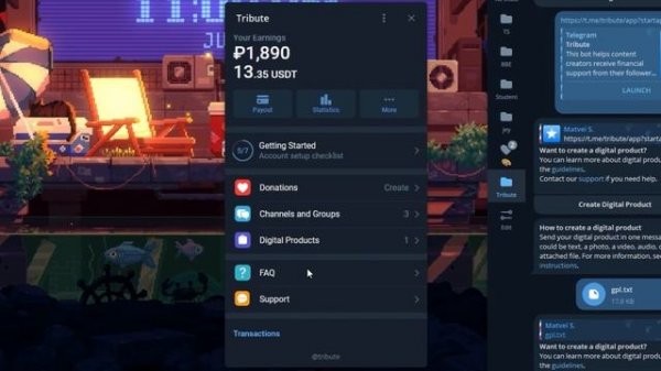 TRIBUTE — ПРИЁМ ПЛАТЕЖЕЙ В TELEGRAM