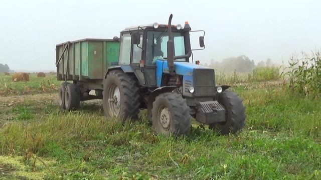 John Deere 6750 измельчает кукурузу на силос