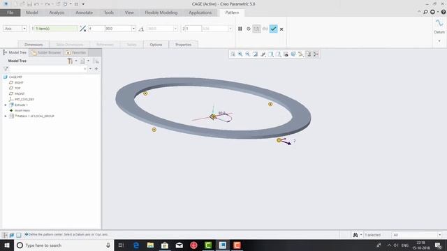 SET WORKING DIRECTORY, GROUP AND PATTERN WITH PTC Creo 5.0 смотреть онлайн
