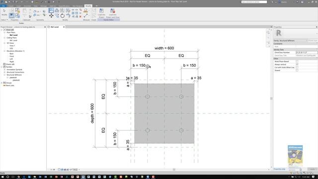 Revit Custom Column to Footing Base Plate Family смотреть онлайн
