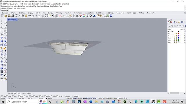 Dogmaran (An Ultra-light Boat) Hull Design in Rhino 7 смотреть онлайн