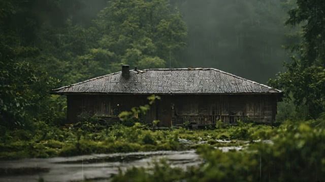 Домик в лесу идет дождь шум дождя #дождь #шумдождя #отдых #спокойствие смотреть онлайн