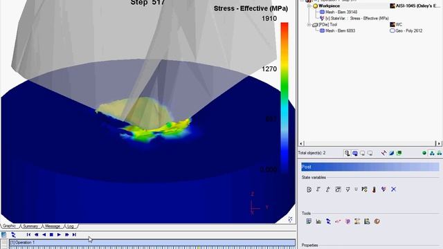 DEFORM 3D Machining drilling of AlSi1045 tutorial part 2 dipping of twist drill tip смотреть онлайн