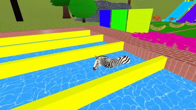 Long Slide Game With Elephant Gorilla Buffalo Hippopotamus Tiger - 3d Animal Game - Funny 3d Animal смотреть онлайн