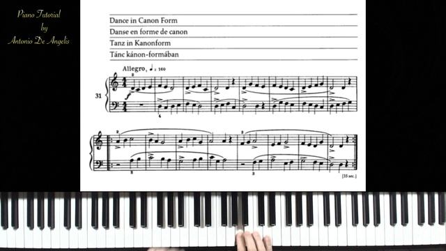 Béla Bartók - Mikrokosmos vol.1 - Dance in Canon Form n. 31 - piano tutorial by Antonio De Angelis смотреть онлайн