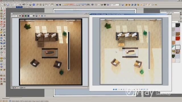 V-Ray for SketchUp - Use Skp Two Sided Material to hide the ceiling from the camera - tuto смотреть онлайн