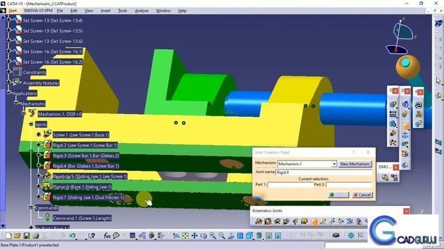 DMU Kinematic Tutorial 1 CATIA V5 | Bench Vice | Simulation Tutorial |#cadguruji смотреть онлайн