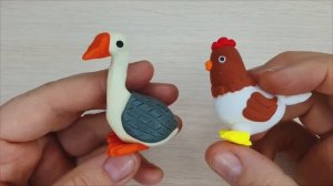 Обучение - Животные из пластилина своими руками. Лепим гуся и курицу