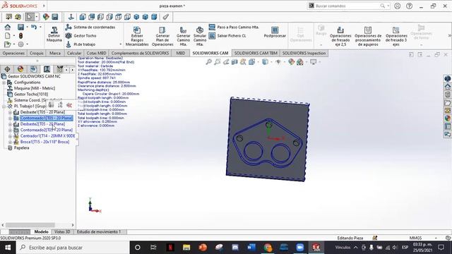SolidWorks cam: fresadora:simulacion+codigo смотреть онлайн