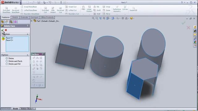 14- SolidWorks Surface TUTORIAL: DELETE FACE part1 смотреть онлайн