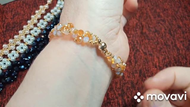 Браслет. (Рондель белый+шампань). смотреть онлайн