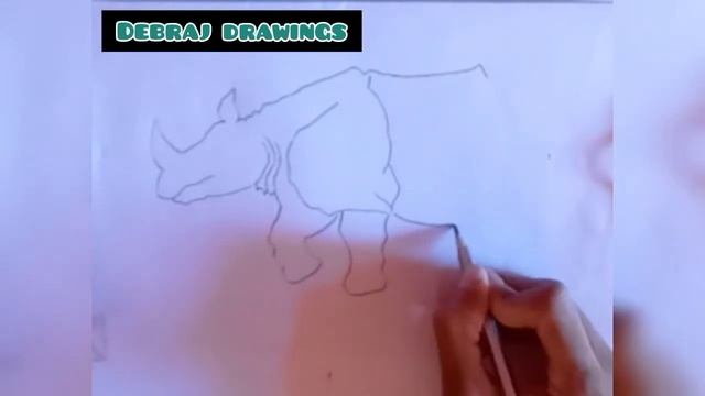 How to draw a rhino(rhinoceros) step by step||easy animal drawing||rhino drawing||debraj drawings смотреть онлайн