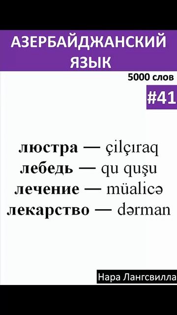 41. Азербайджанский язык / Словарь люстра, лебедь, лечение, лекарство#shorts смотреть онлайн