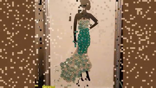 Панно СИЛУЭТ ДАМЫ в бирюзовом #Handmade_в_ДомашнемЛабиринте #Handmade #Из_пуговиц смотреть онлайн