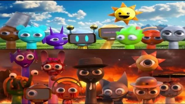 Спрунки 3D  - LOUDER (Mod) VS Sprunki 3D  - Friend Like You Horror (Mod)