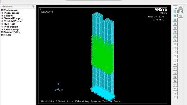 Coriolis Effect in a Vibrating Quartz Tuning Fork -ANSYS смотреть онлайн