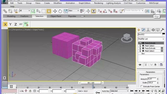 3ds Max MODIFICATORS: MESH SELECT + FACE EXTRUDE смотреть онлайн