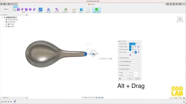 Spoon Form 3D Modeling with Fusion 360 | How to design tip смотреть онлайн
