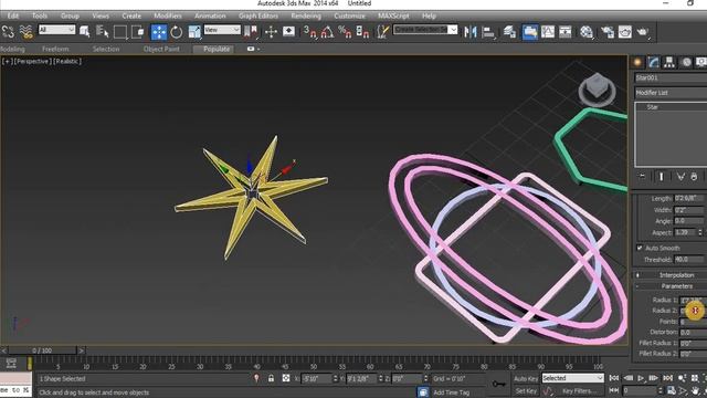 CLASS-27 / 3ds MAX / SHAPES (rectangle, circle,arc,donut,star,text,elipes,etc. смотреть онлайн