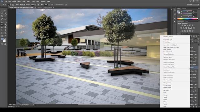 Photoshop Post Production Exterior Perspective | landscape Architecture Visualization mp4 смотреть онлайн