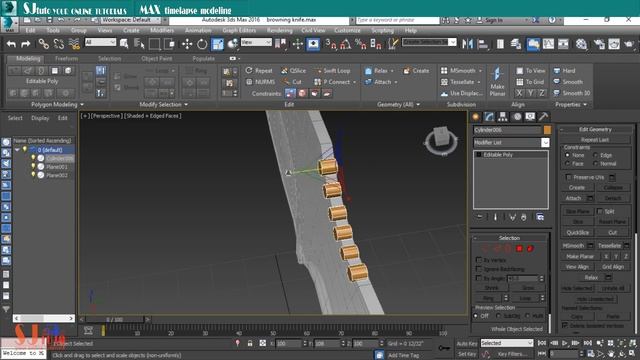 browning Knife Modeling in 3DS MAX l Timelapse смотреть онлайн