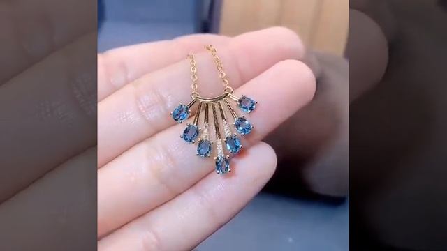 Женское ожерелье из серебра 925 пробы с натуральным голубым топазом купить с Aliexpress смотреть онлайн