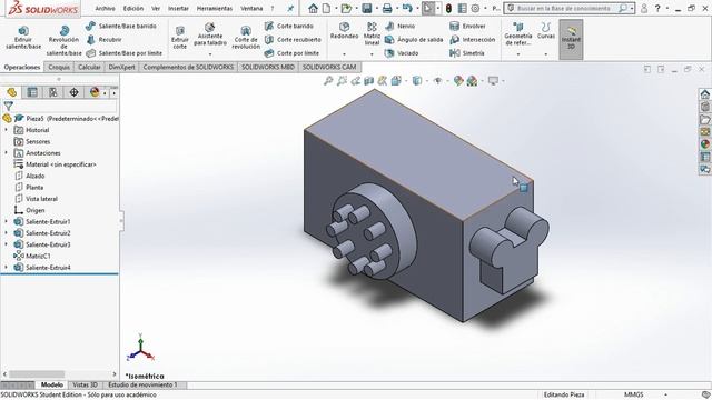TUTORIAL 4 SOLIDWORKS CAMILO BELTRAN - SALIENTE EXTRUIR BASE, EXTRUIR CORTE, Y OTRAS смотреть онлайн