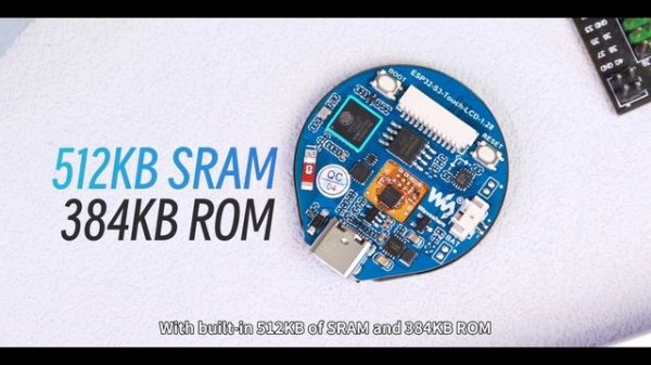 1.28" Round LCD, Touch Display, Type-C, ESP32-S3 Development Board, Accelerometer&Gyroscope Sensor