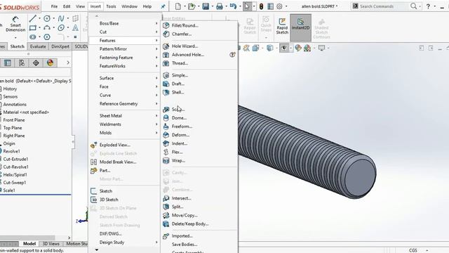 Scale up/ down Body-DS Solidworks смотреть онлайн