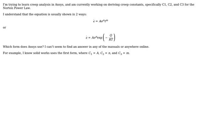 Engineering: Ansys Norton creep power law constants? смотреть онлайн