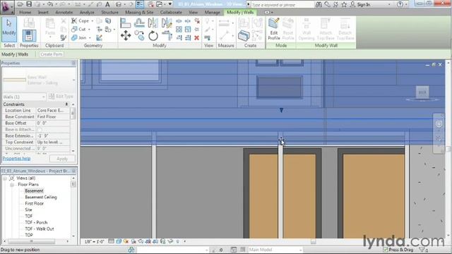 Adding an atrium window using curtain walls TUTORIAL REVIT ARCHITECTURE смотреть онлайн