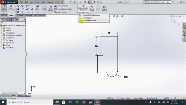 How to fully define a sketch | tutorial 5 | Solidworks 2014 смотреть онлайн