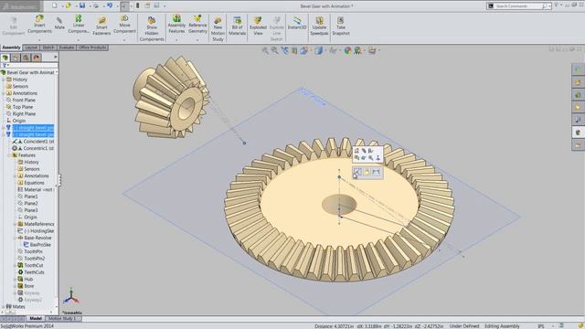 Bevel Gear with Animation (Video Tutorial) SolidWorks смотреть онлайн