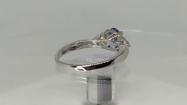 Кольцо с натуральным Bluish Violet танзанитом 1.47ct (8х6мм) и фианитами, белый свет смотреть онлайн
