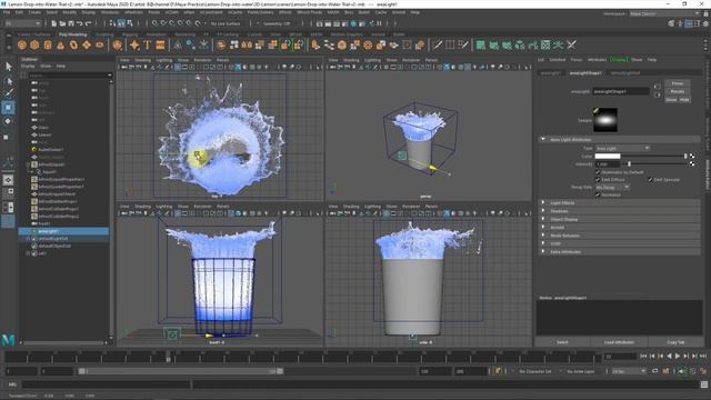 Water Simulation , 3D Liquid Splash by using Maya 3D and Bifrost смотреть онлайн