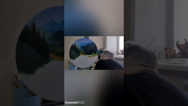 Круглый холст, масло,d50cm смотреть онлайн