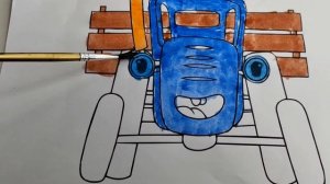 Раскрашиваем рисунок Синий Трактор