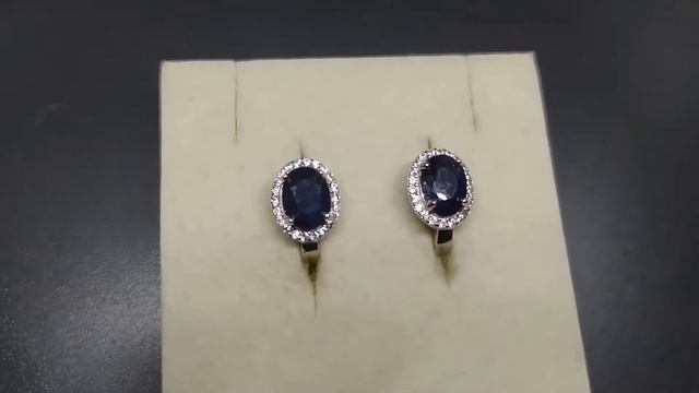 Серьги. Натуральный сапфир. Серебро 925. С9080 смотреть онлайн
