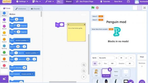 How to get penguin mod in scratch blocks without the mods! Not all blocks.