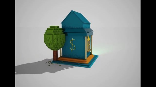 Voxel mini bank 3D model смотреть онлайн