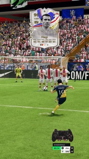 UNSTOPPABLE free kick tutorial😨 w/ 9️⃣6️⃣ HAGI 🇷🇴 #fc24 #fifa #easportsfc #easports смотреть онлайн
