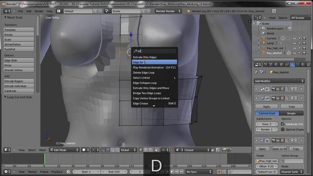 Blender 3D-Charakterworkshop Teil 1 | #26 - Base Mesh Oberteil смотреть онлайн